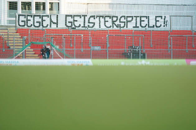 3 League SpVgg Unterhaching FC Ingolstadt 04 Fan Banner Against Ghost Games 3 League FC Ingolstadt 04 Season 2019 2020 SpVgg Unterhaching