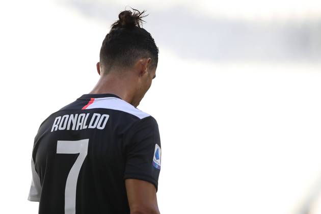 Juventus s Portuguese striker Cristiano Ronaldo during the Serie A match at Allianz Stadium, Turin. Picture date: 4th July 2020. Picture credit should read: Jonathan Moscrop Sportimage EDITORIAL USE ONLY. No use with unauthorised audio, video, data, fixture lists, club league logos or live services. Online in-match use limited to 120 images, no video emulation. No use in betting, games or single club league player publications. SPI-0579-0025