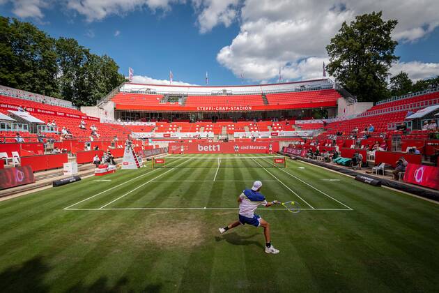 Tennis Berlin 13 07 2020 Bett1aces Tournament Jan Lennard Struff GER Steffi Graf Stadion Sportst°tte few spectators Corona Security concept
