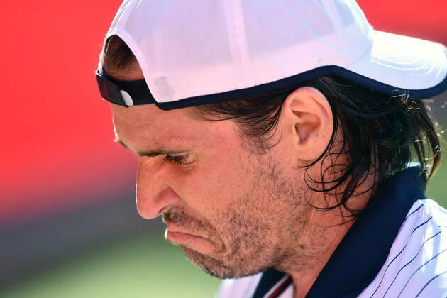 Tommy Haas GER , disappointed Tommy Hass GER vs Jannik Sinner Bett1ACES tennis tournament tennis tournament, tennis tournament, ladies and gentlemen on LTTC Tot Weiss facility at Steffi Graf Stadium Berlin, 13 7 2020