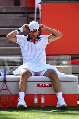 Tommy Haas GER during a break Tommy Hass GER vs. Jannik Sinner ITA Bett1ACES tennis tournament tennis tournament, tennis tournament, ladies and gentlemen on LTTC Tot Weiss facility at Steffi Graf Stadium Berlin, 13 7 2020