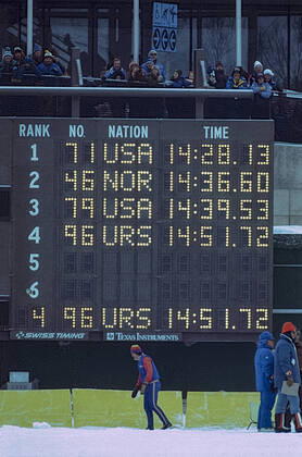 Speed skating, Eisschnelllauf Eric Heiden Speed skater Eric Heiden (USA) wins gold in the 10,000m in worrld record time of 14:28.13 at the1980 Olympic Winter games, Winterspiele,Spiele, Summer games Lake Placid Olympic Speed Skating Oval NY United States Copyright: xStevenxExxSutton DUOMO PCNx SS0102_049713