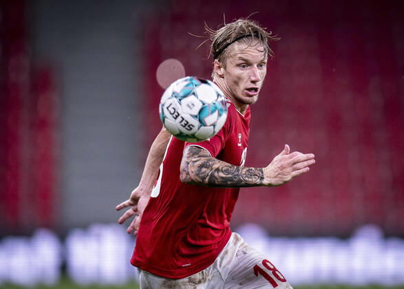 Denmarks Daniel Wass during the Nations League match between Denmark and England in the Park, Tuesday 8 September 2020, Copenhagen Denmark,  Copyright: Ritzau Scanpix LiselottexSabroex COP101 spdk20200908-235616-L