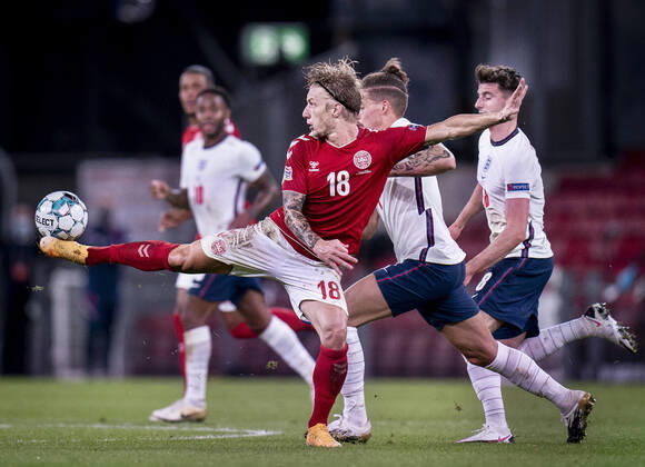 Denmarks Daniel Wass during the Nations League match between Denmark and England in the Park, Tuesday 8 September 2020, Copenhagen Denmark  Copyright: Ritzau Scanpix LiselottexSabroex COP101 spdk20200909-000352-L