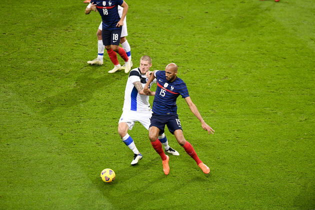 15 STEVEN NZONZI (FRA) - 19 JONI KAUKO (FIN) FOOTBALL : France vs Finlande - Match Amical - 11 11 2020 FEP Panoramic 