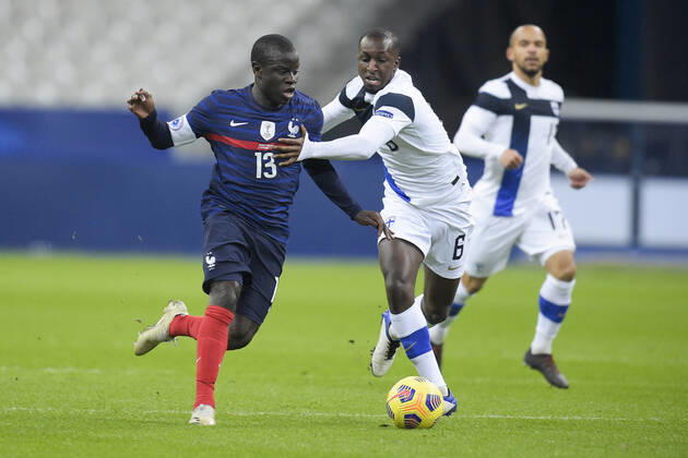 KANTE NGOLO (France) vs Glen Kamara (Finlande) FOOTBALL : France vs Finlande - Match Amical - stade de France - 11 11 2020 JBAutissier Panoramic 