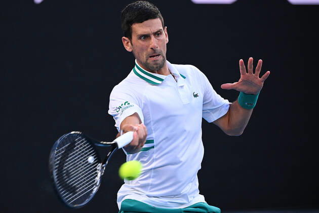 Tennis, Australia Open, Day 11, Novak Djokovic - Aslan Karatsev