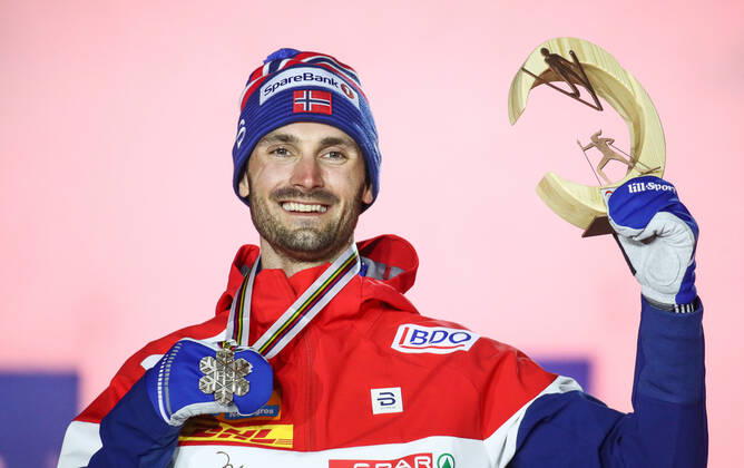 Nordische Ski WM in Oberstdorf, Langlauf Herren, 30km Skiathlon, Siegerehrung