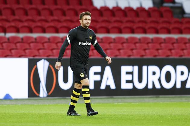 AMSTERDAM , 11}-03-2021 , Johan Cruijff Arena , Dutch football , Europa League , round of sixteen first leg , season 2020 2021. Young Boys player Miralem Sulemani warming up before the match Ajax vs Young Boys Ajax - Young Boys  x11069137x Copyright: