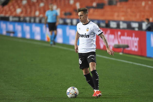 20 02 2021, Valencia, Spain, Mestalla, FC Valencia vs Celta Vigo La Liga, Alex Blanco FC Valencia in action Photo EU Images Online in match use limited to 45 images 15 in extra time Valencia Mestalla Spain  eu-images-584