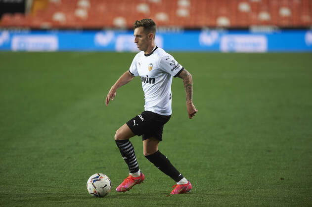 20 02 2021, Valencia, Spain, Mestalla, FC Valencia vs Celta Vigo La Liga, Alex Blanco FC Valencia in action Photo EU Images Online in match use limited to 45 images 15 in extra time Valencia Mestalla Spain  eu-images-584