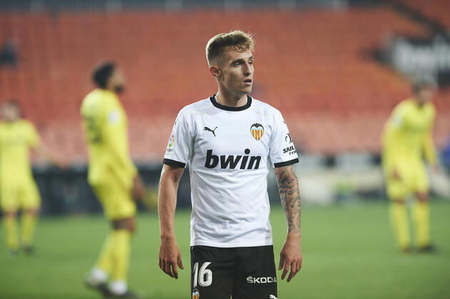 05 03 2021, Valencia, Spain, Mestalla, FC Valencia vs VC Villarreal La Liga, Alex Blanco FC Valencia looks photo EU Images Online in match use limited to 45 images 15 in extra time Valencia Mestalla Spain  eu-images-584