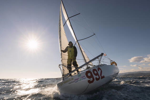 Italian Sailor Gianmarco Sardi in Imperia while training on his boat Antistene. Gianmarco, nick Mambo will attend the Mini Transat 2021, a solo transatlantic yacht race which starts in France and ends in the Caribbean. Copyright: xGabrielexFacciottixGabrielexFacciottix