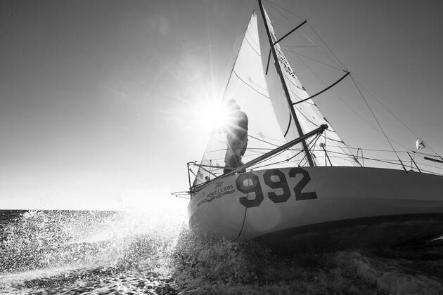 Italian Sailor Gianmarco Sardi in Imperia while training on his boat Antistene. Gianmarco, nick Mambo will attend the Mini Transat 2021, a solo transatlantic yacht race which starts in France and ends in the Caribbean. Copyright: xGabrielexFacciottixGabrielexFacciottix