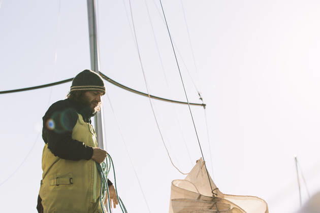 Italian Sailor Gianmarco Sardi in Imperia while training on his boat Antistene. Gianmarco, nick Mambo will attend the Mini Transat 2021, a solo transatlantic yacht race which starts in France and ends in the Caribbean. Copyright: xGabrielexFacciottixGabrielexFacciottix