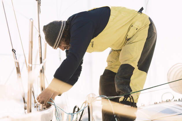 Italian Sailor Gianmarco Sardi in Imperia while training on his boat Antistene. Gianmarco, nick Mambo will attend the Mini Transat 2021, a solo transatlantic yacht race which starts in France and ends in the Caribbean. Copyright: xGabrielexFacciottixGabrielexFacciottix