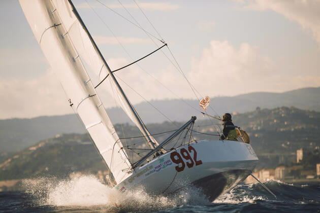 Italian Sailor Gianmarco Sardi in Imperia while training on his boat Antistene. Gianmarco, nick Mambo will attend the Mini Transat 2021, a solo transatlantic yacht race which starts in France and ends in the Caribbean. Copyright: xGabrielexFacciottixGabrielexFacciottix