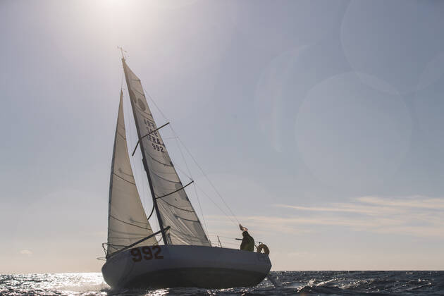 Italian Sailor Gianmarco Sardi in Imperia while training on his boat Antistene. Gianmarco, nick Mambo will attend the Mini Transat 2021, a solo transatlantic yacht race which starts in France and ends in the Caribbean. Copyright: xGabrielexFacciottixGabrielexFacciottix
