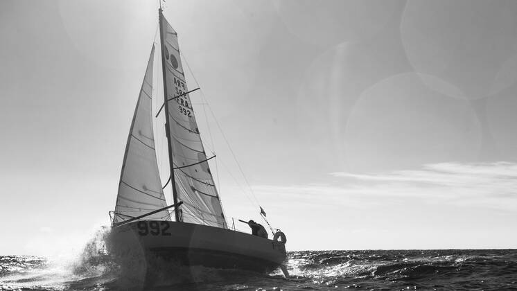 Italian Sailor Gianmarco Sardi in Imperia while training on his boat Antistene. Gianmarco, nick Mambo will attend the Mini Transat 2021, a solo transatlantic yacht race which starts in France and ends in the Caribbean. Copyright: xGabrielexFacciottixGabrielexFacciottix