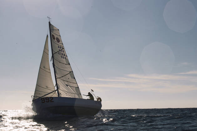 Italian Sailor Gianmarco Sardi in Imperia while training on his boat Antistene. Gianmarco, nick Mambo will attend the Mini Transat 2021, a solo transatlantic yacht race which starts in France and ends in the Caribbean. Copyright: xGabrielexFacciottixGabrielexFacciottix