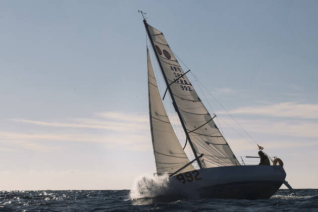 Italian Sailor Gianmarco Sardi in Imperia while training on his boat Antistene. Gianmarco, nick Mambo will attend the Mini Transat 2021, a solo transatlantic yacht race which starts in France and ends in the Caribbean. Copyright: xGabrielexFacciottixGabrielexFacciottix