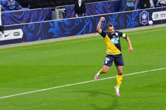 Joie de Wissam Ben Yedder (monaco) FOOTBALL : Olympique Lyonnais vs AS Monaco - 1 4 de finale de Coupe de France - 21 04 2021 FredericChambert Panoramic 
