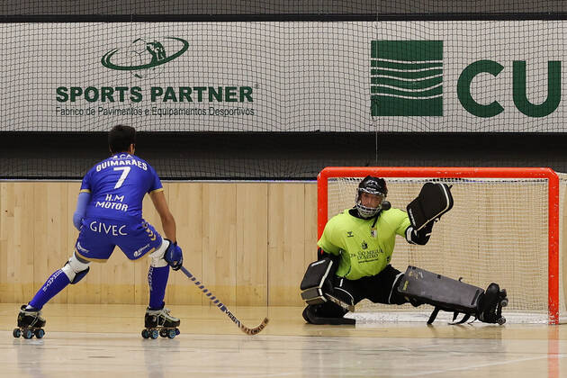 Sporting CP v OC Barcelos - Rink Hockey 1st Division Playoff Joca Guimaraes in action during the Rink Hockey playoffs 1st leg between Sporting CP and OC Barcelos, at Pavilhao Joao Rocha, Lisboa, Portugal, 08, May, 2021 Lisbon Portugal rico-sporting210508_np2qU Copyright: xJoaoxRicox