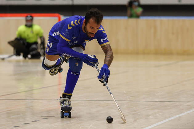 Sporting CP v OC Barcelos - Rink Hockey 1st Division Playoff Miguel Rocha in action during the Rink Hockey playoffs 1st leg between Sporting CP and OC Barcelos, at Pavilhao Joao Rocha, Lisboa, Portugal, 08, May, 2021 Lisbon Portugal rico-sporting210508_np5xL Copyright: xJoaoxRicox