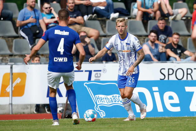 07 07 2021, xtgx, football test match, MSV Neuruppin Hertha BSC Berlin emspor, v l Arne Arne Maier Hertha Hertha DFL DFB REGULATES PROHIBIT ANY USE OF PHOTOGRAPHS as IMAGE SEQUENCES and or QUASI VIDEO Neuruppin