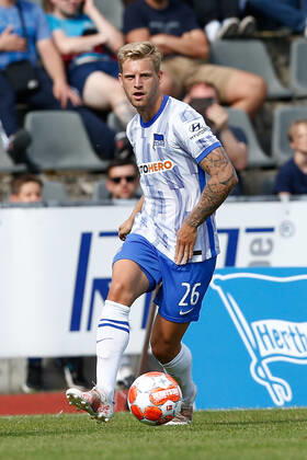 07 07 2021, xtgx, football test match, MSV Neuruppin Hertha BSC Berlin emspor, v l Arne Arne Maier Hertha Hertha DFL DFB REGULATES PROHIBIT ANY USE OF PHOTOGRAPHS as IMAGE SEQUENCES and or QUASI VIDEO Neuruppin