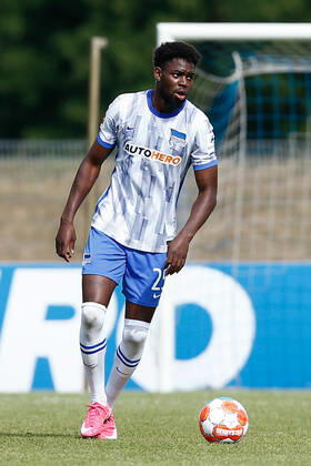 07 07 2021, xtgx, football test match, MSV Neuruppin Hertha BSC Berlin emspor, v l Jordan Torunarigha Hertha, 25 clipping, single frame, Ganzkoerper, single frame DFL DFB REGULATIONS PROHIBIT ANY USE OF PHOTOGRAPHS as IMAGE SEQUENCES and or QUASI VIDEO Neuruppin