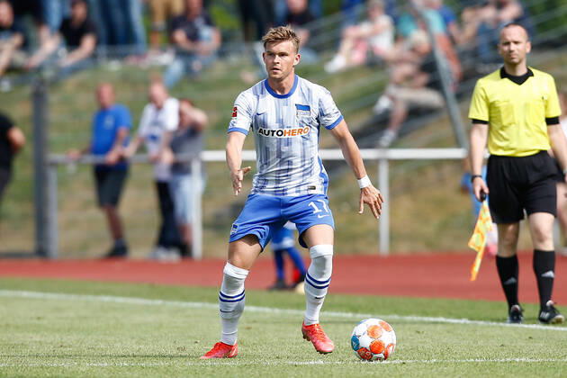07 07 2021, xtgx, football test match, MSV Neuruppin Hertha BSC Berlin emspor, v l Maximilian Mittelstaedt Hertha, 17 clipping, single frame, Ganzkoerper, single frame DFL DFB REGULATIONS PROHIBIT ANY USE OF PHOTOGRAPHS as IMAGE SEQUENCES and or QUASI VIDEO Neuruppin
