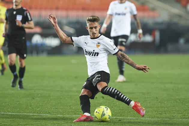 05 03 2021, Valencia, Spain, Mestalla, FC Valencia vs VC Villarreal La Liga, Alex Blanco FC Valencia in action Photo EU Images Valencia Mestalla Spain  eu-images-584