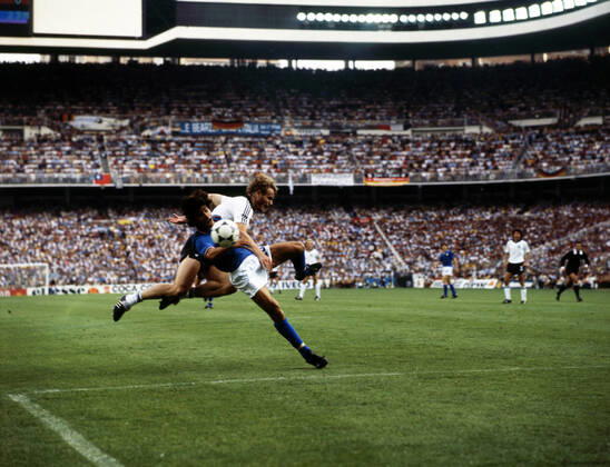 11 07 82 Italy Germany Spain, Madrid, 11 07 1982, Football, FIFA World Cup 1982 in Spain, Final, Italy FRG Germany DFB 3 1 v l Paolo Rossi Italy , Hans Peter Briegel Germany