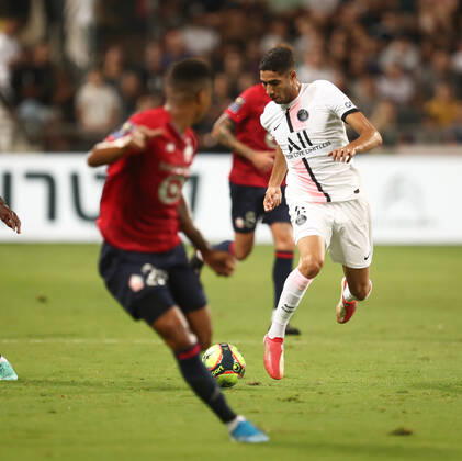 French Super Cup 2021 (Trophee Des Champions) - PSG Vs Lille Paris Saint-Germain s Moroccan defender Achraf Hakimi during the French Champions Trophy (Trophee des Champions) final football match between Paris Saint-Germain (PSG) and Lille (LOSC) at the Bloomfield Stadium in Tel Aviv, Israel, on August 1, 2021 Tel Aviv Israel jebarah-notitle210801_npPJu Copyright: xRaddadxJebarahx