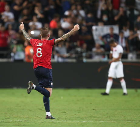 French Super Cup 2021 (Trophee Des Champions) - PSG Vs Lille Lille s Portuguese midfielder Xeka (C) celebrates at the end of the French Champions Trophy (Trophee des Champions) final football match between Paris Saint-Germain (PSG) and Lille (LOSC) at the Bloomfield Stadium in Tel Aviv, Israel, on August 1, 2021 Tel Aviv Israel jebarah-notitle210801_npD5n Copyright: xRaddadxJebarahx