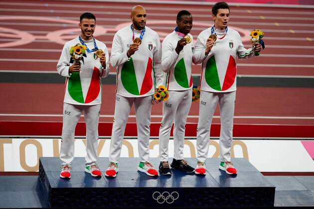 Tokio 2020 im Jahr 2021, Leichtathletik, 4x100m Staffel Herren, Siegerehrung