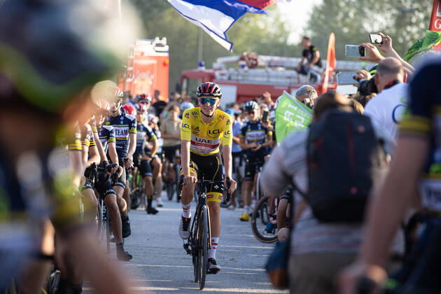 August 13, 2021, Komenda, Slovenia: Two-time Tour de France winner Tadej Pogacar rides a bicycle through the crowd at a reception in his honour in Komenda, his hometown. .Pogacar won the Tour de France for the second time in a row and bronze medal at the Tokyo Olympic Games, Olympische Spiele, Olympia, OS Komenda Slovenia - ZUMAs197 0129346949st Copyright: xLukaxDakskoblerx
