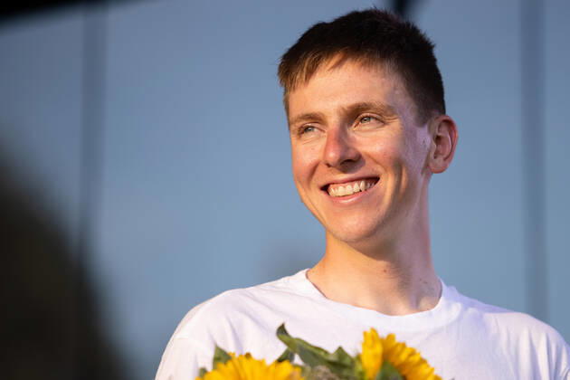 August 13, 2021, Komenda, Slovenia: Two-time Tour de France winner Tadej Pogacar on stage at a reception in his honour in Komenda, his hometown. .Pogacar won the Tour de France for the second time in a row and bronze medal at the Tokyo Olympic Games, Olympische Spiele, Olympia, OS Komenda Slovenia - ZUMAs197 0129347050st Copyright: xLukaxDakskoblerx