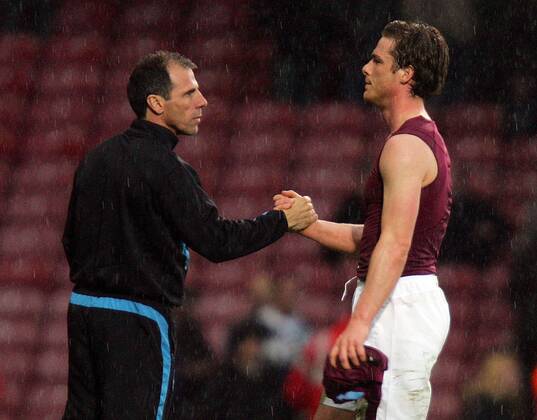 Mandatory Credit: Photo by Back Page Images Shutterstock (1162990o) Gianfranco Zola and Scott Parker of West Ham United at the final whistle West Ham United v Stoke City, FA Premier League football match, Upton Park, London, Britain - 27 Mar 2010 EDITORIAL USE ONLY No use with unauthorised audio, video, data, fixture lists (outside the EU), club league logos or live services. Online in-match use limited to 45 images (+15 in extra time). No use to emulate moving images. No use in betting, games or single club league player publications services. West Ham United v Stoke City, FA Premier League football match, Upton Park, London, Britain - 27 Mar 2010 EDITORIAL USE ONLY No use with unauthorised audio, video, data, fixture lists (outside the EU), club league logos or live services. Online in-match use limited to 45 images (+15 in extra time). No use to emulate moving images. No use in betting, games or Copyright: xBackxPagexImages Shutterstockx 1162990o