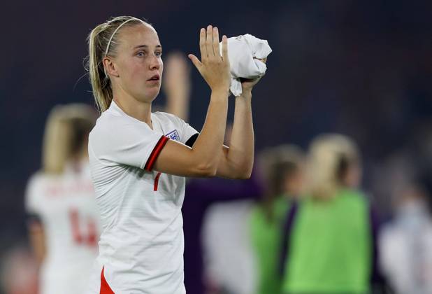 Southampton, England, 17th September 2021. Beth Mead of England celebrates after the FIFA 2023 Women s World Cup Qualifying match at St Mary s Stadium, Southampton. Picture credit should read: Paul Terry Sportimage EDITORIAL USE ONLY. No use with unauthorised audio, video, data, fixture lists, club league logos or live services. Online in-match use limited to 120 images, no video emulation. No use in betting, games or single club league player publications. SPI-1202-0037