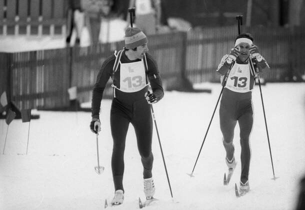 788443 21.02.1980 Triple Olympic Biathlon Champion, Merited Master of Sports of the USSR Alexander Tikhonov (born in 1947) during the Lake Placid XIII Olympic Winter games, Winterspiele,Spiele, Summer games Dmitryi Donskoy Sputnik Alexander Tikhonov 