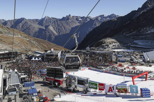 ALPINE SKIING - FIS WC Soelden SOELDEN,AUSTRIA,24.OCT.21 - ALPINE SKIING - FIS World Cup season opening, Rettenbachferner, giant slalom, men. Image shows an overview of the event area.  GEPAxpictures xPatrickxSteiner