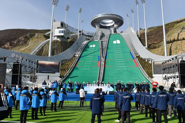 Peking 2022, 100 Tage Countdown an der Skisprung-Anlage in Zhangjiakou