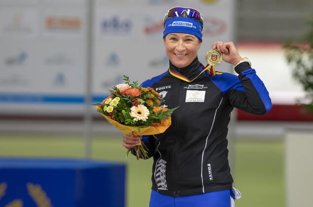 EISSCHNNELLLAUF Claudia PECHSTEIN on 29 10 2021 during the German championship single track in the Max Aicher Arena, Inzell, Germany Photo ERNST WUKITS