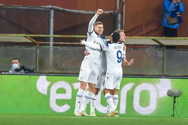lazioe, celebrates after scoring a goal during UC Sampdoria vs SS Lazio, italian soccer Serie A match in Genova, Italy, December 05 2021  Copyright: xDaniloxVigox xIPAx xx 0