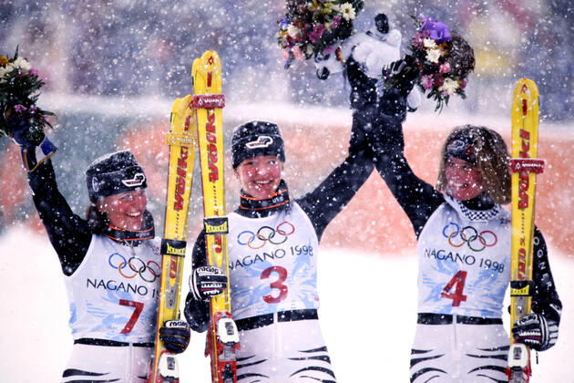 SEIZINGER Katja GER Olympic Champion in the combination with ERTL Martina and GERG Hilde Olympic Winter Games 1998 in Nagano Japan from 07 22 02 1998 on 17 02 1998 in Nagano