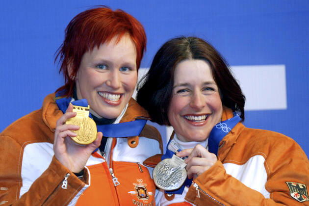WILHEM Kati Team GER Olympic Champion Womens Biathlon Sprint with DISL Uschi 2nd place Womens Biathlon Sprint 7,5 km Olympic Winter Games 2002 Salt Lake City USA on 13 02 2002 in Salt Lake City