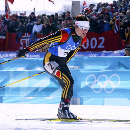 DISL Uschi Team GER 2nd place Biathlon Women Sprint 7,5 km Olympic Winter Games 2002 Salt Lake City USA on 13 02 2002 in Salt Lake City