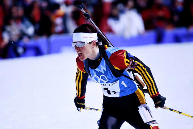DISL Uschi Team GER GOLD and Olympic victory Biathlon Women Relay 4 x 7,5km Olympic Winter Games 2002 Salt Lake City USA on 18 02 2002 in Salt Lake City